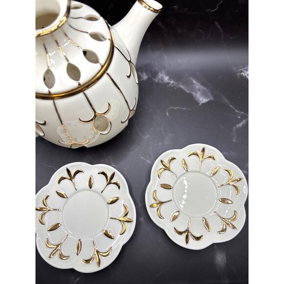 PartyLite ‘Tea For Two’ Votive Candle Holders Teapot & Teacups Set Collectible - Picture 8 of 10